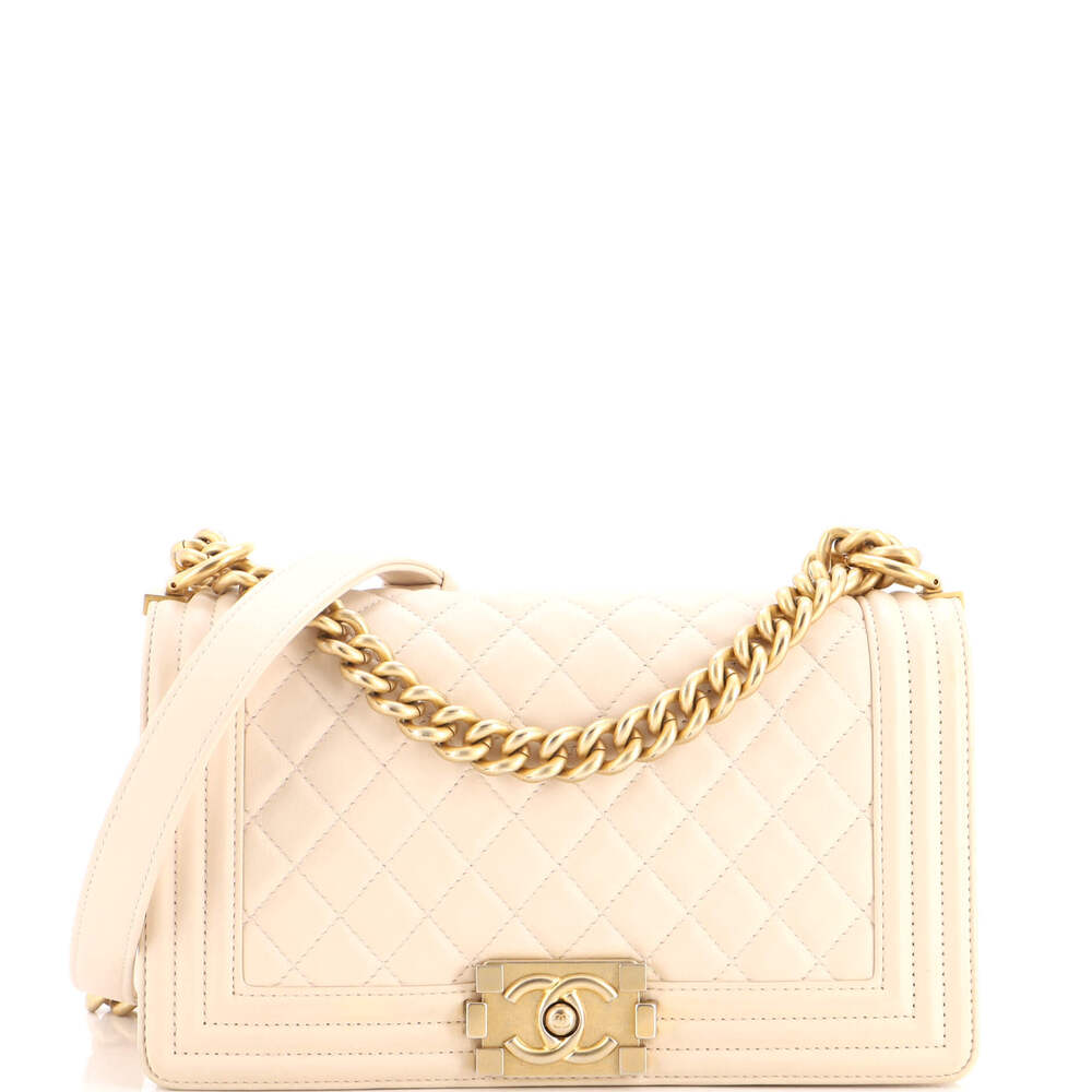 Chanel Old Medium Boy Flap Bag Quilted Lambskin